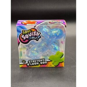 JA-RU Irre-Squish-Tible Stretchy B'loon Dog Blue Glitter Fidget Toy 4531